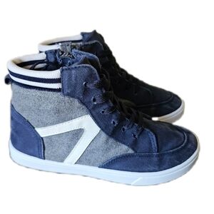 Onix boys size 3 high top‎ shoes fabric upper blue and gray